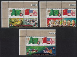 Cook Is. Apollo-Soyuz Space Project 3 Pairs Labels 1975 MNH SG#518-523 - Islas Cook