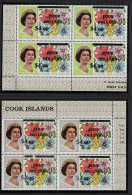 Cook Is. Flowers Surch Without Security Corner Blocks Of 4 RAR 1970 MNH SG#335-336 MI#254x-255x - Islas Cook