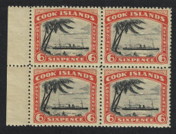 Cook Is. RMS 'Monowai' 6d Block Of 4 PERF 14! 1932 MNH SG#104a MI#34C - Islas Cook