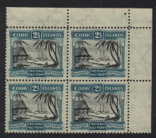 Cook Is. Natives Working Cargo 2½d Corner Block Of 4 PERF 14! 1932 MNH SG#102a MI#32C - Islas Cook