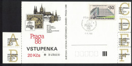 Czechoslovakia Praha '88 Entry Ticket FDC Cancellation 1988 SG#2941 - Used Stamps