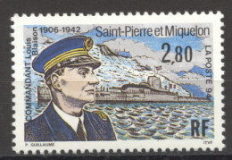 St Pierre And Miquelon, 1994, Louis Blaison, Submarine Commander, Navy, MNH, Michel 670 - Unused Stamps