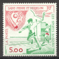 St Pierre And Miquelon, 1991, Pelota, Sports, MNH, Michel 622 - Unused Stamps