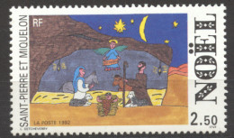 St Pierre And Miquelon, 1992, Christmas, Drawing, MNH, Michel 647 - Ungebraucht