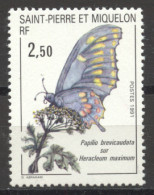 St Pierre And Miquelon, 1991, Butterfly, Insect, Flower, MNH, Michel 608 - Neufs