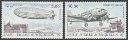 St Pierre And Miquelon, 1988, Zeppelin, Airplane, Aviation, MNH, Michel 559-560 - Unused Stamps