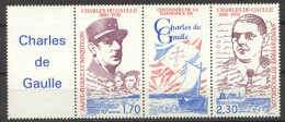 St Pierre And Miquelon, 1990, Charles De Gaulle, MNH Strip, Michel 605-606 - Ungebraucht
