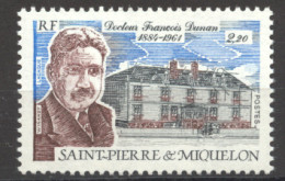 St Pierre And Miquelon, 1987, Francois Dunan, Doctor, Physician, Medicine, MNH, Michel 544 - Unused Stamps