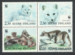Finland WWF Arctic Fox 4v Block Of 4 1993 MNH SG#1310-1313 MI#1202-1205 Sc#907 A-d - Neufs