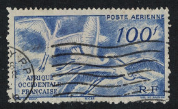 French West Africa Flight Of Great Egrets Birds 100F 1947 Canc SG#55 Sc#C13 - Africa (Varia)