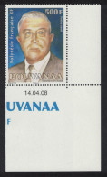 Fr. Polynesia Pouvanaa Politician 'spiritual Father' 500f Corner Date 2008 MNH SG#1080 MI#1034 - Nuevos