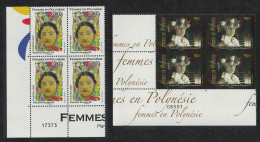 Fr. Polynesia Polynesian Women Painting 2v Corner Blocks Of 4 Number 2007 MNH SG#1046-1047 - Nuevos