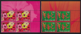 Fr. Polynesia Hibiscus Bird Of Paradise Flowers 2v Corner Blocks Of 4 2007 MNH SG#1067-1068 - Nuevos