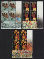Fr. Polynesia Heiva Canoe Tattoo Costume 3v Corner Blocks Of 4 Date 2006 MNH SG#1029-1031 - Unused Stamps