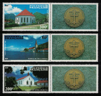 Fr. Polynesia Protestant Churches 3v Right Margins 1986 MNH SG#495-497 - Unused Stamps