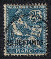 Fr. Morocco 25 Centimos Overprint T2 1908 Canc SG#21 MI#14 Sc#18 - Gebraucht