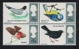 Great Britain Gull Robin Bluetit Blackbird British Birds Block Of 4 1966 MNH SG#696-699 - Neufs