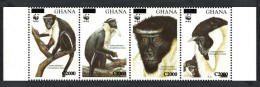 Ghana WWF Diana Monkey 4v Strip Overprinted RARR 2006 MNH SG#3574-3577 MI#3885-3888 - Ghana (1957-...)