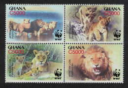 Ghana WWF African Lion 4v Block Of 4 2004 MNH SG#3432-3435 MI#3701-3704 Sc#2433 A-d - Ghana (1957-...)