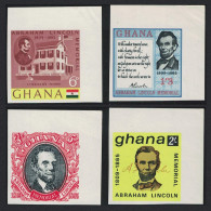 Ghana Abraham Lincoln 4v Imperf Corners 1965 MNH SG#373-376 - Ghana (1957-...)