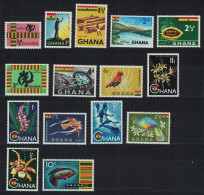 Ghana Birds Orchids Fish Definitives 15v 1959 SG#213-227 Sc#48-60+C1-C2 - Ghana (1957-...)