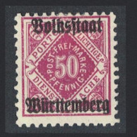 Germany Wurttemberg Overprint 'Volksstaat Wuerttemberg' 75 Pf 1919 MH SG#M231 - Neufs