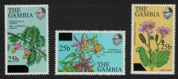 Gambia Flowers Surch '25b' 3v 1979 MNH SG#410-412 - Gambie (1965-...)