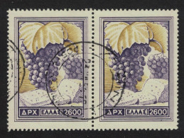 Greece Grapes Pair Good Cancel 1953 Canc SG#711 MI#601 - Used Stamps