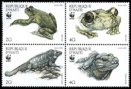 Haiti WWF Ground Iguana And Giant Tree-frog 4v Block Of 4 1999 MNH SG#1636-1639 MI#1588-1591 Sc#913 A-d - Haiti