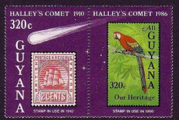 Guyana Birds Parrot Astronomy Halley's Comet 2v 1986 MNH SG#1744-1745 MI#161 - Guyane (1966-...)