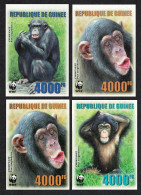 Guinea WWF Chimpanzee 4v Imperf 2006 MNH MI#4222-4225 - Guinea (1958-...)