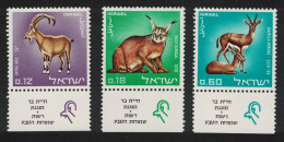 Israel Caracal Wild Cat Ibex Gazelle Wild Animals Fauna 3v Tabs 1967 MNH SG#374-376 - Other & Unclassified