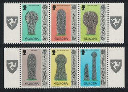 Isle Of Man Europa Celtic And Norse Crosses 6v Strips 1978 MNH SG#133-138 Sc#133a+136a - Isola Di Man