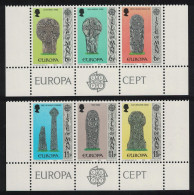 Isle Of Man Europa Celtic And Norse Crosses 6v Bottom Strips 1978 MNH SG#133-138 Sc#133a+136a - Isola Di Man