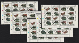 Indonesia WWF Rhinoceros 5 Sheetlets [A] 1996 MNH SG#2267-2270 MI#1648-1651 Sc#1673 A-d - Indonesië