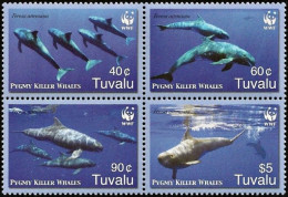 Tuvalu 2006, WWF Pygmy Killer Whale - Block Of 4 V. MNH - Tuvalu (fr. Elliceinseln)