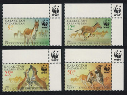 Kazakhstan WWF Kulan Horses Animals Fauna 4v Corners WWF Logo 2001 MNH SG#332-335 MI#345-348 Sc#344-347 - Kazajstán