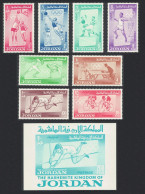 Jordan Football Cycling Tennis Olympic Games Tokyo 8v+MS 1964 MNH SG#571-MS579 MI#437-444+Block 11 - Jordania