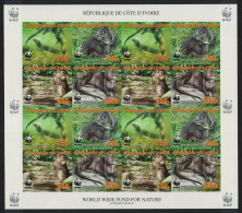 Ivory Coast WWF Otter Imperf Sheetlet Of 4 Sets Reprint 2005 MNH MI#1353B-1356B - Costa De Marfil (1960-...)