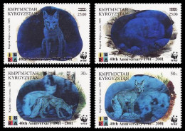 Kyrgyzstan WWF Fox 40th Anniversary 4v With Overprint 2001 MNH SG#240-243 MI#249-252 Sc#175 A-d - Kirgisistan