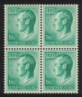 Luxembourg Grand Duke Jean 16f. Green Phosphor Paper Block Of 4 1982 MNH SG#767b  MI#1051ya - Ungebraucht