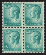 Luxembourg Grand Duke Jean 8f. Blue Phosphor Paper Block Of 4 1974 MNH SG#765c  MI#831ya - Nuevos