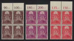 Luxembourg Europa 3v Blocks Of 4 1957 MNH SG#626-628 MI#572-574 - Neufs