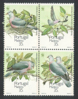 Madeira Birds WWF Laurel Pigeon 4v Block Of 4 1991 MNH SG#274-277 MI#143-146 Sc#147-150 - Madère