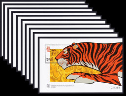 Macao Macau Chinese New Year Of The Tiger 10 MSs WHOLESALE 1998 MNH SG#MS1022 MI#Block 50 Sc#908a - Nuevos