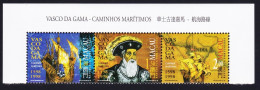 Macao Macau Vasco Da Gama ERROR '1598' Top Strip Of 3v 1998 MNH SG#1040-1042 Sc#926-928 - Nuovi