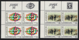 Luxembourg Juvalux 98 Postmen Painting 2v Corner Blocks Of 4 1997 MNH SG#1449-1450 MI#1423-1424 - Nuevos