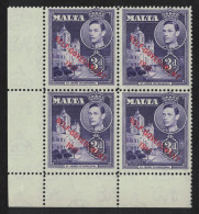 Malta St John's Co-Cathedral 3d Violet 'SELF-GOVERNMENT' Corner Block Of 4 1948 MNH SG#240a - Malta (...-1964)