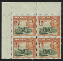 Malta Ruins At Mnajdra 4½d Corner Block Of 4 1938 MNH SG#224 - Malte (...-1964)