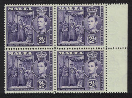 Malta De L'Isle Adam Entering Mdina 2½d Block Of 4 Side Margin 1938 MNH SG#222a - Malte (...-1964)